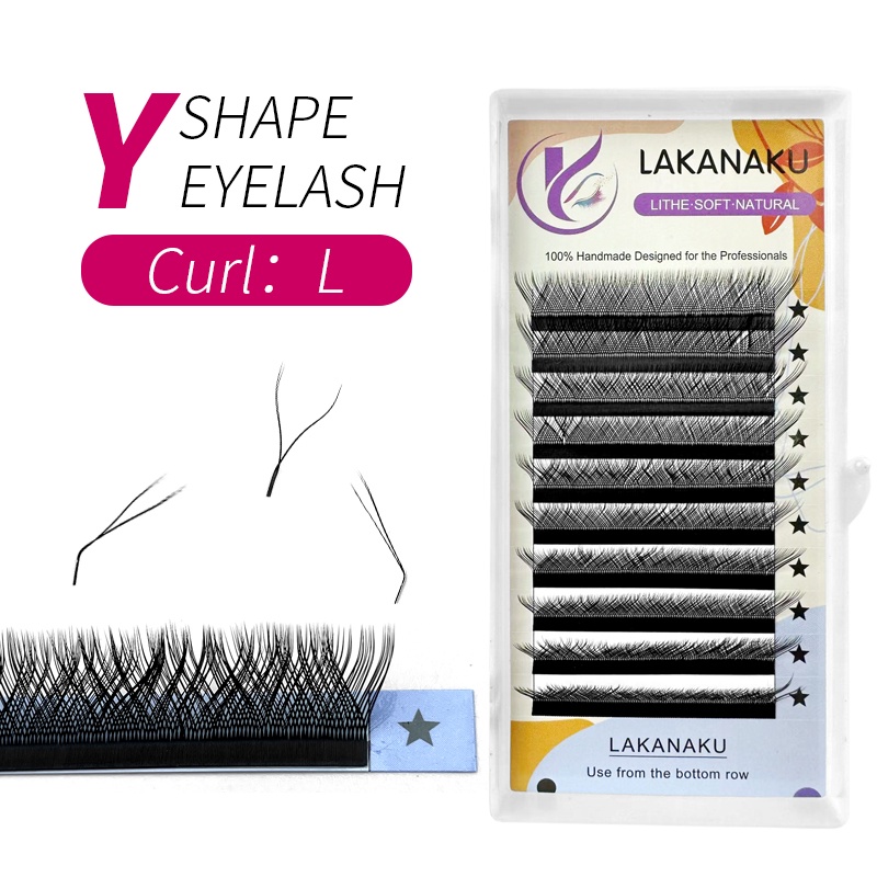 LAKANAKU YY Shape lashes 0,07 Faux Mink L Curl 8-15mm Cilia Cílios Macios Naturais Pré-Fabricados Volume Ventilador EeyLash