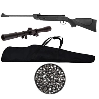 Carabina de Pressão QGK 14 Black Edition 5.5mm - QGK + Chumbo + Capa + Luneta 4x20