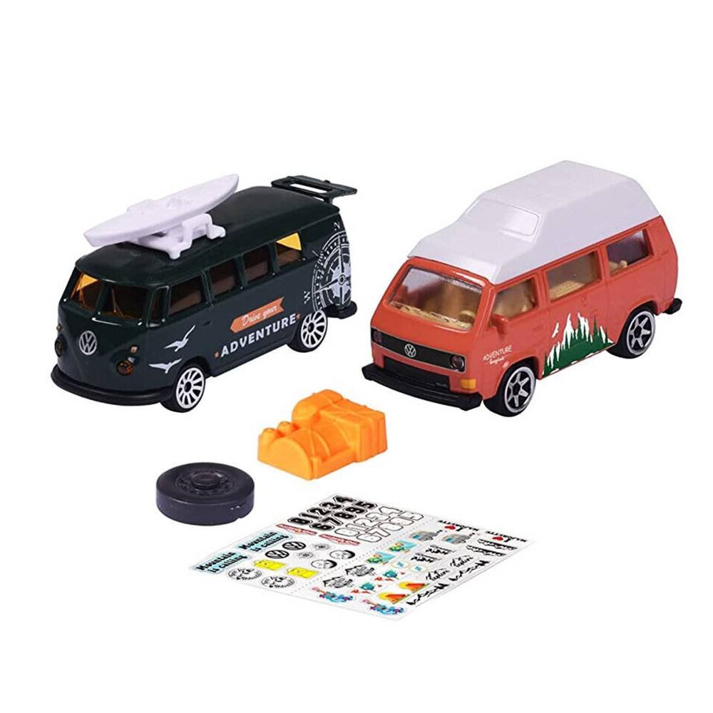 Box Set c/2 Miniaturas Carros Volkswagen Van T3 / Kombi Van T1 - Volkswagen The Originals - 1:60 - 1:64 - Majorette