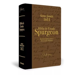 Bíblia de Estudo Spurgeon King James 1611 Capa Luxo Marrom e Preta