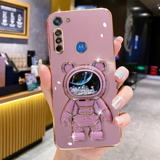 Capinha Motorola Moto G8 Power Lite/G8 Power/G8 Play/G8 Cartoon Fluid Bracket Luxo 6D Galvanizado Silicone Capa Protetora