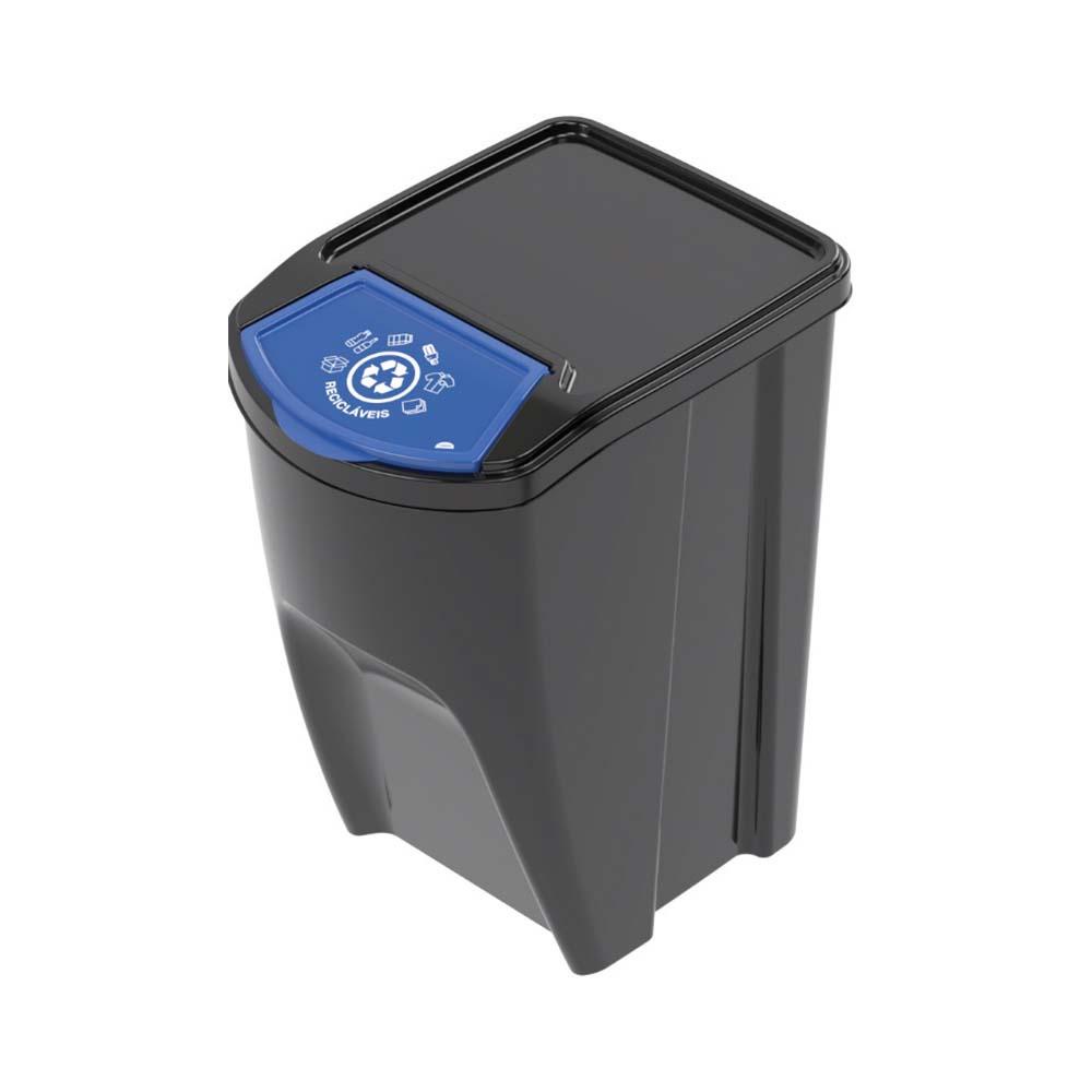 Lixeira Empilhável Seletiva 34 L Reciclável Preta Plasútil em Oferta na Shopee