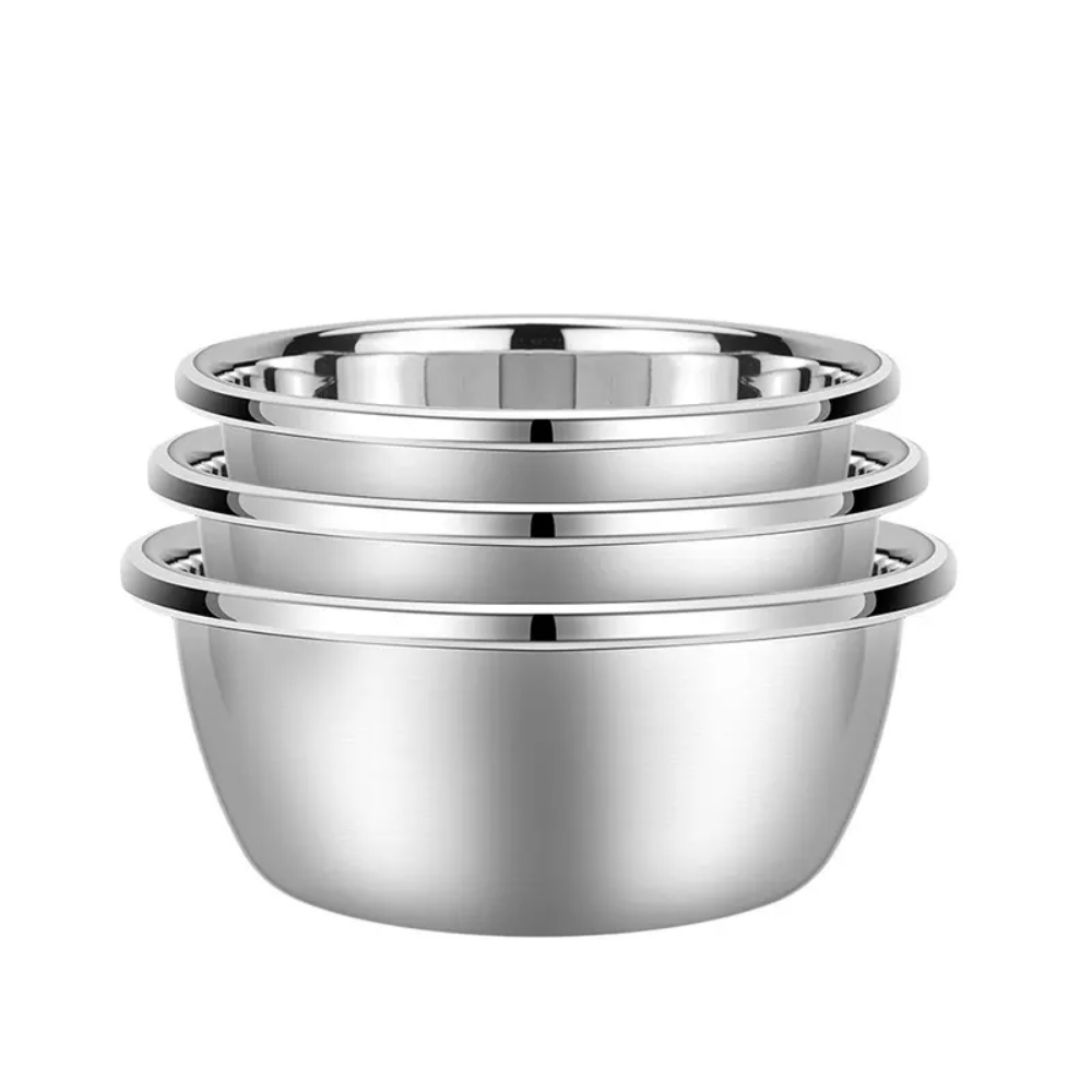 Tigela bowl inox Grosso 22cm Kit 3un Vasilha saladeira Multiuso em Oferta na Shopee