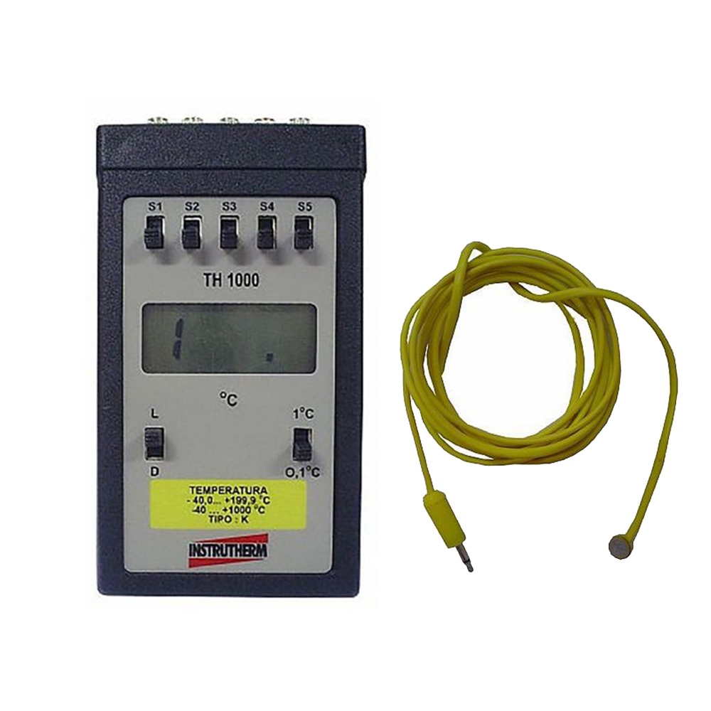 Kit Termômetro Digital -40 A 1000C 5 Pontos Tipo K Th-1000 Portátil Sensor Tubulação S-09k Pastilha