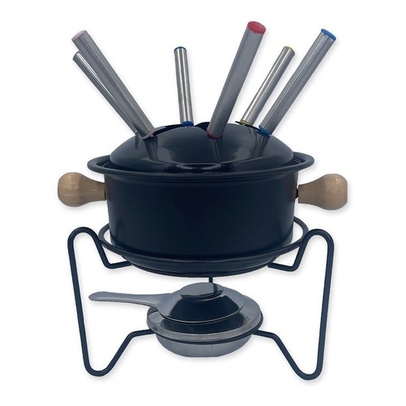 Panela Conjunto Para Fondue Conjunto Kit 10 Peças Esmaltado