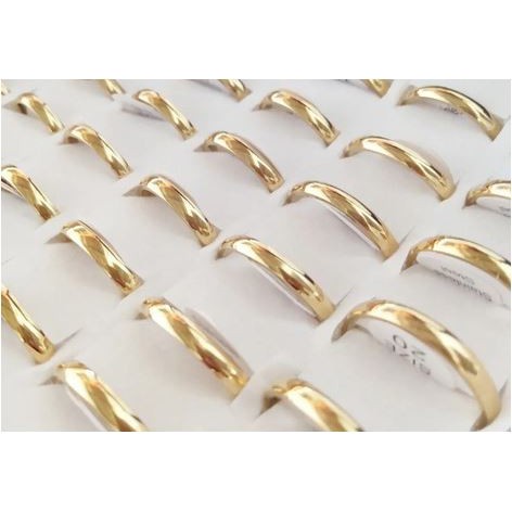 Aliança Dourada Caixa Kit com 36 Peças 4mm Atacado Revenda Aço Inox 316L atacado.