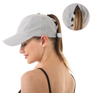 Boné Liso Feminino Rabo Cavalo Ajustável Tecido Respirável Esporte Aba Curva em Oferta na Shopee