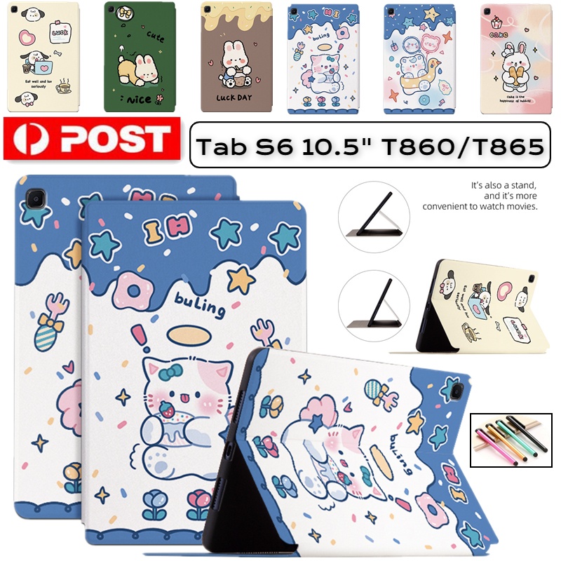 Folio Shell Para Samsung Galaxy Tab S6 10.5 SM-T860 T865 Cartoon Pattern Livro De Fólios Com Flip Book Inteligente Capa À Prova De Choque Em Couro