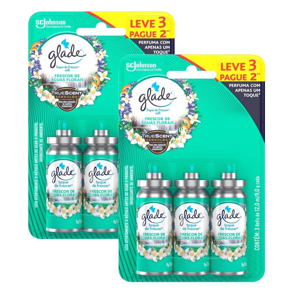 Kit 6 Refil Odorizador Glade Águas Florais 12ml em Oferta na Shopee