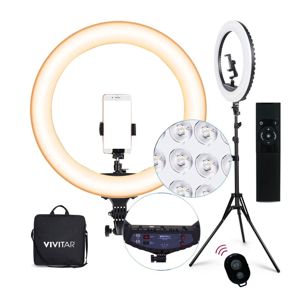 Luminária Ring Light Pro 21 polegadas Bluetooth, Tripé e Suportes para Smartphone e Tablet