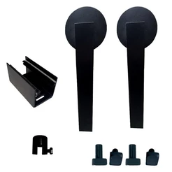 Kit 2 Roldanas e 1 Guia para Trilho Alumínio Premium - Preto - Al-Fer