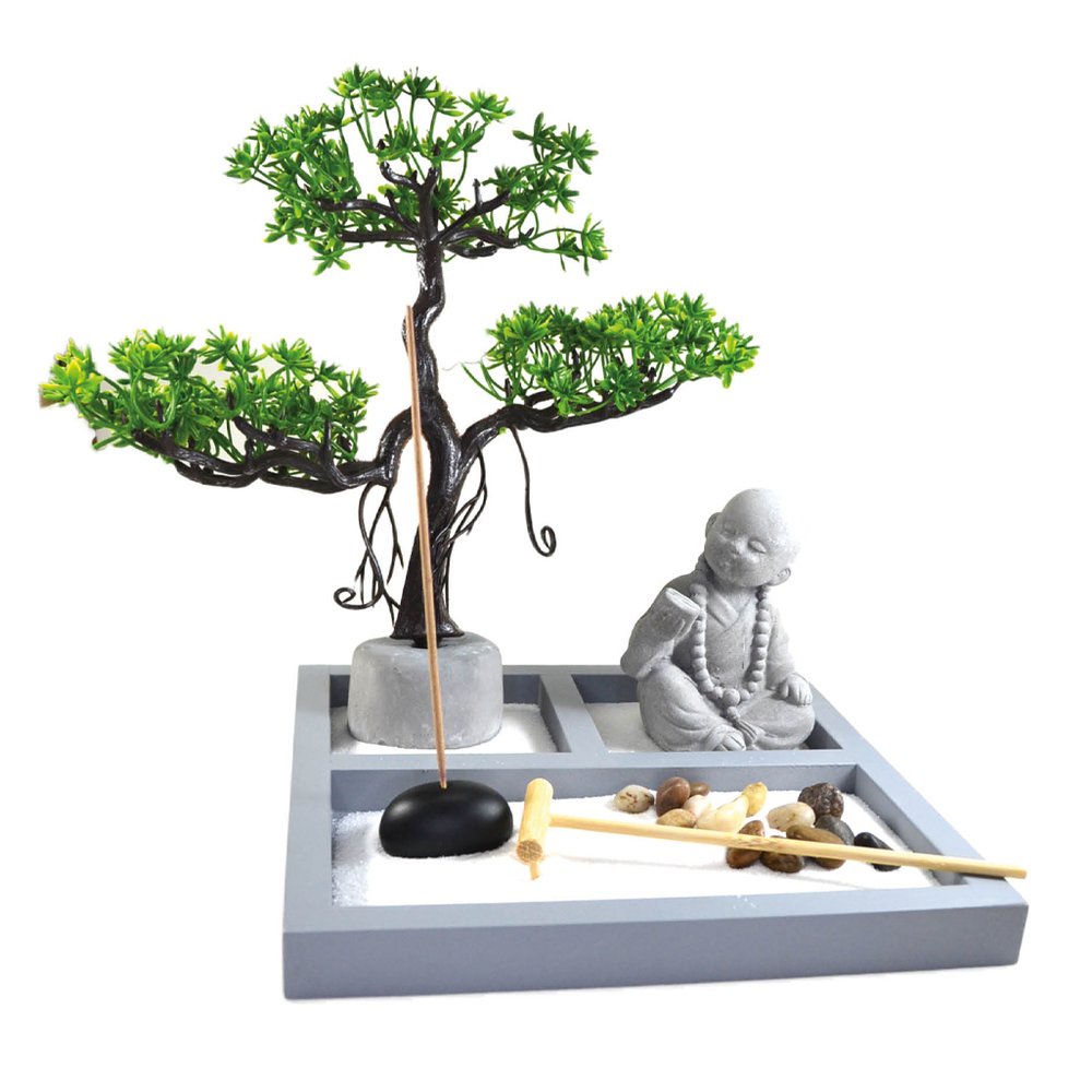 Terrário Bandeja Areia Altar Jardim Zen Decorativo Buda Madeira 20cm