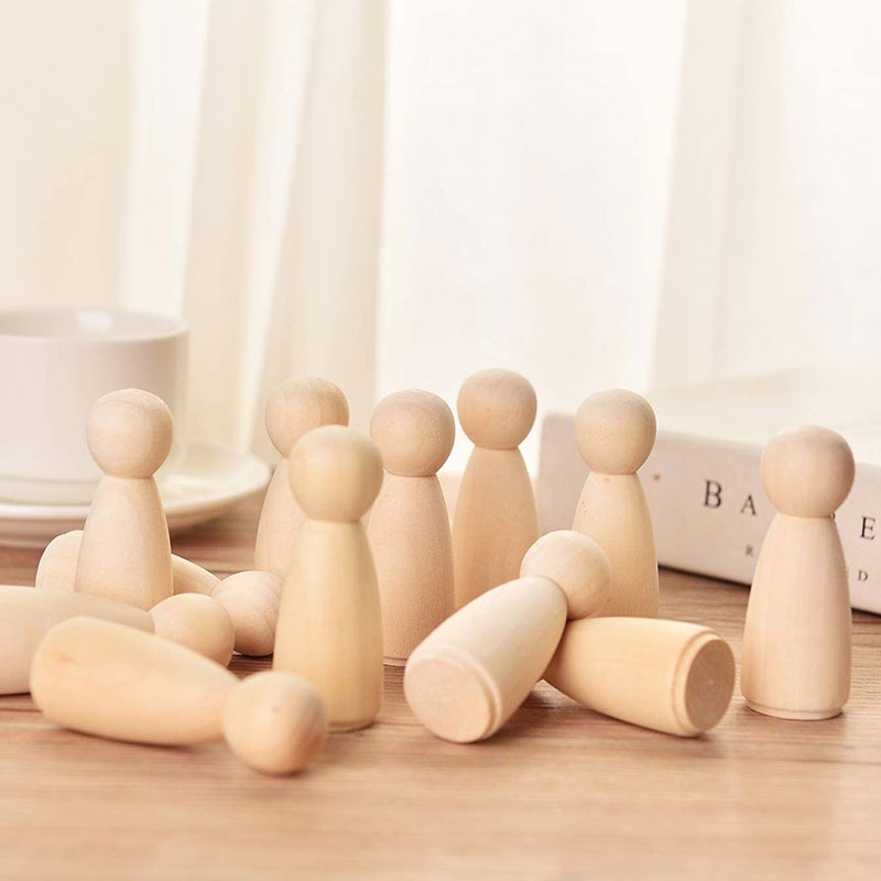 10Pcs Baby Peg Dolls De Madeira Inacabada 35-55cm Grande People Blank Doll Body for Art Craft Figuras Feitas À Mão Brinquedos De Pintura De Bricolagem