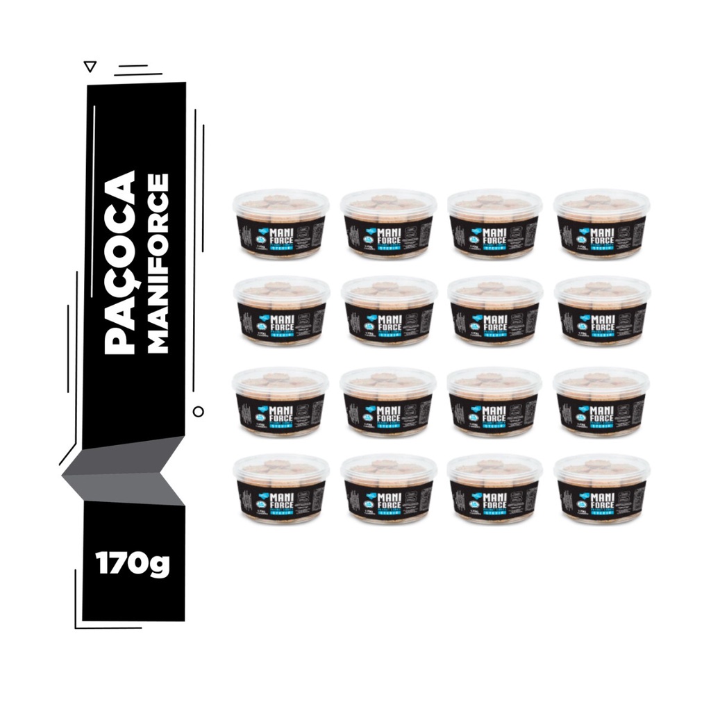 Kit 16x Paçoca De Amendoim Maniforce Rolha Zero Açúcar - 16 Potes de 170g em Oferta na Shopee