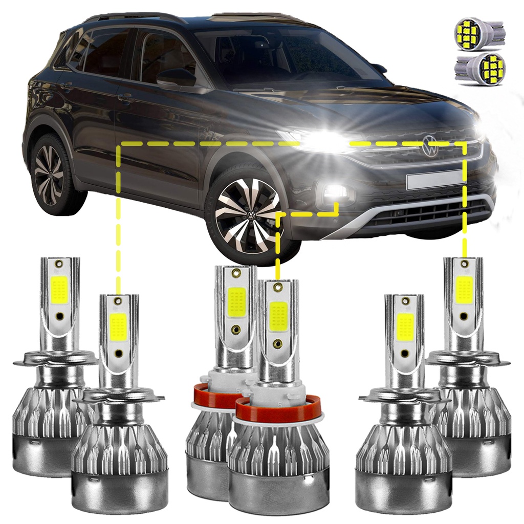 Kit Ultra Led Volkswagen TCross 2018 a 2023 20000lm 6500k em Oferta na Shopee