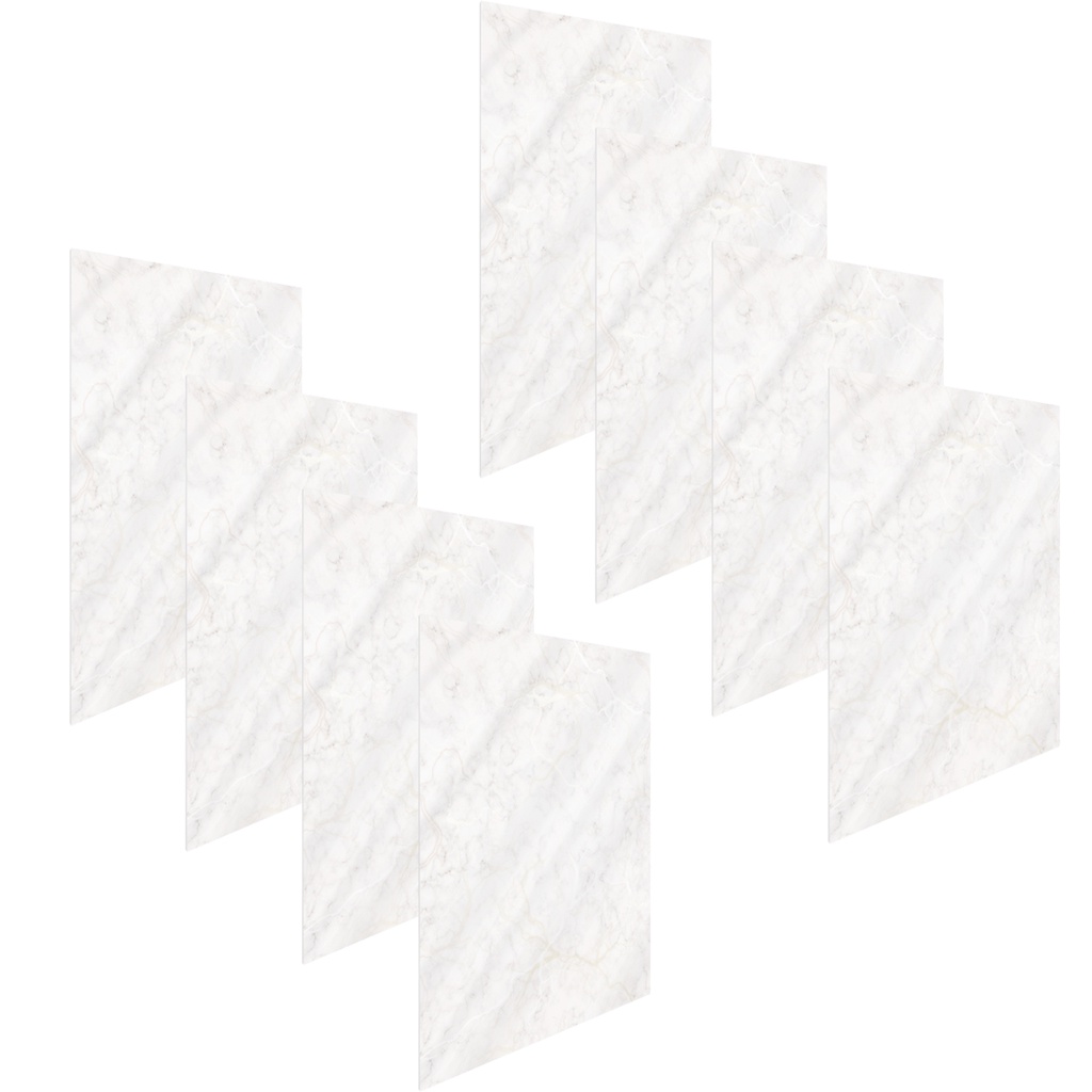 Kit 08un De Revestimento Para Parede Flexível E Resistente Feito Em Pet 68x48cm Com Calco Branco
