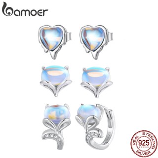 Bamoer 925 Clipes De Orelha De Raposa De Prata Com Brincos Da Série Moon Stone Fashion Jewelry Gifts for Women