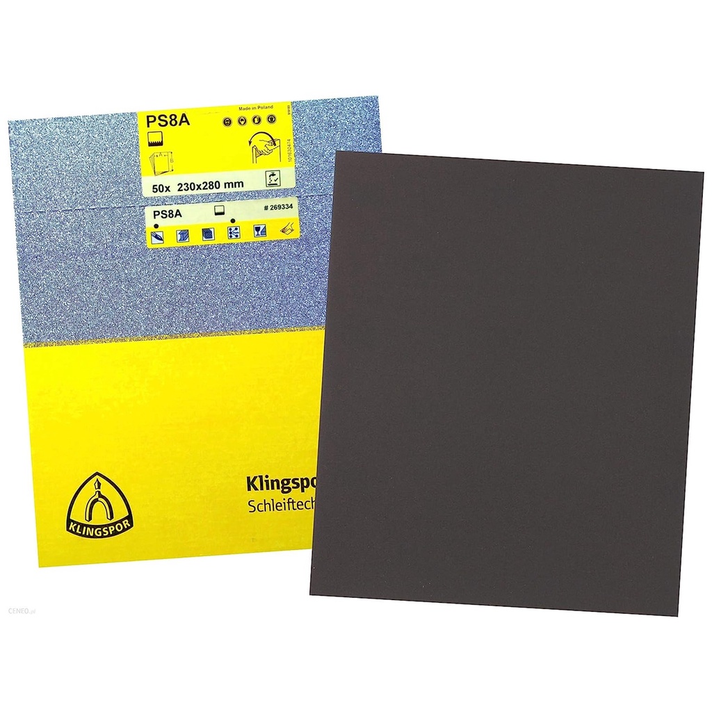 Folha de Lixa D’Água Klingspor PS8 230 x 280mm para Polimento e Lixamento Automotivo e Cutelaria