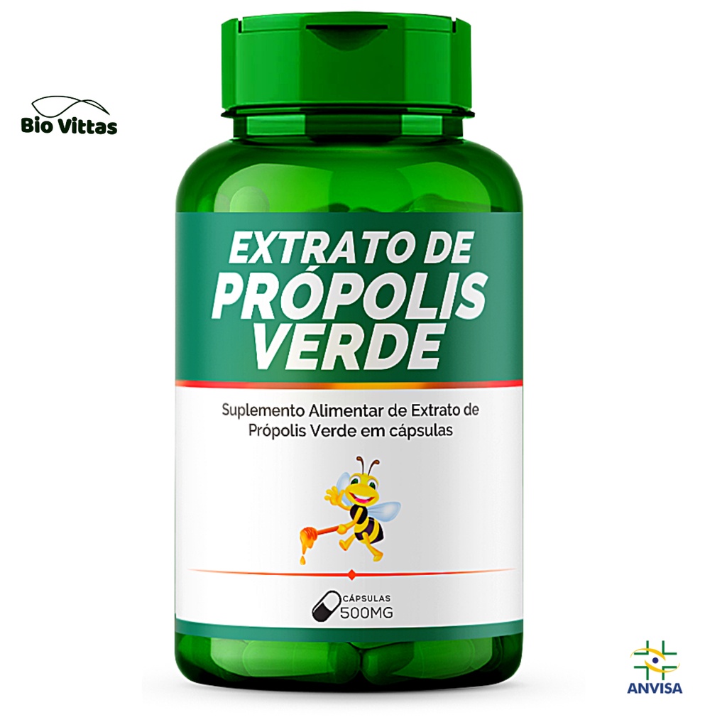 Extrato de Própolis Verde 500mg Suplemento Alimentar 120 Cáps Bio Vittas