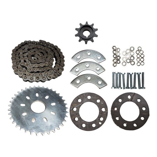 Coroa 36 Dentes + Kit Fixação + Corrente 415H + Pinhão 10 Dentes Bicicleta Motorizada