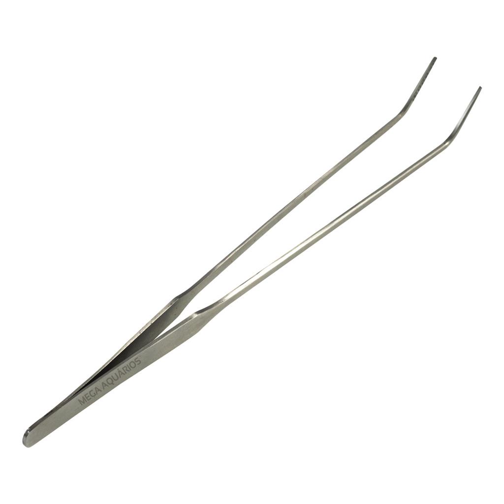Pinça curva 26cm aquario plantado plantas terrário aço inoxidável alimentação répteis peixes cozinha