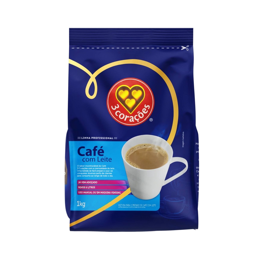 Café com Leite 3 Corações Instantâneo Soluvel 1kg Vending