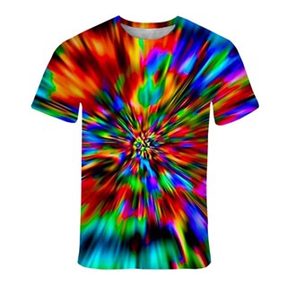 2023 Nova Moda Masculina/Feminina Arco-Íris 3D Vertigo Camisetas Impressas Hypnotic Vortex Divertidas