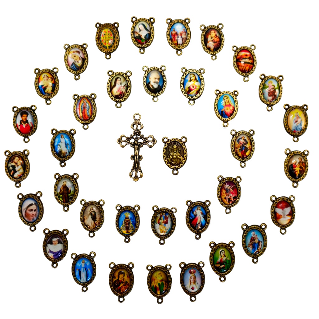 20 Crucifixos + 20 Entremeios Resinados Uma Face Para Terço Ouro Velho Alta Qualidade em Oferta na Shopee