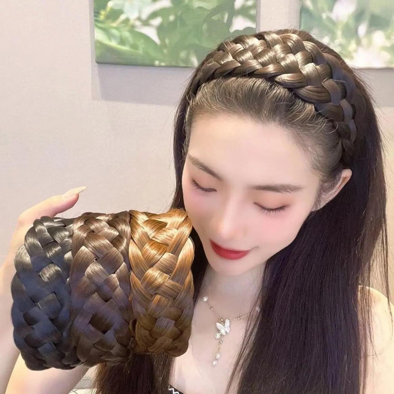 Trança Peruca Faixa De Cabeça Espinha De Peixe Alargado Grampo De Cabelo Moda Para Mulheres Joias Acessórios