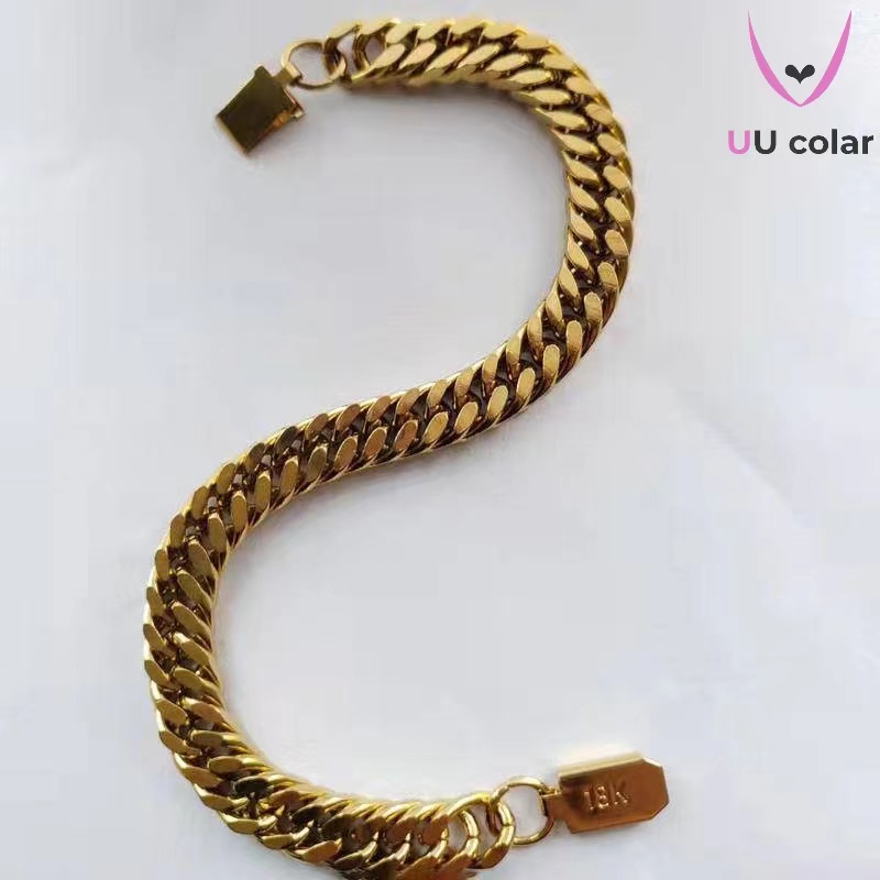 Pulseira cubana de cor dourada em aço inoxidável para homens - nova chegada ideal para motociclistas