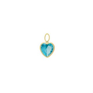 Pingente zircônia de coração 6mm Azul tifanny ouro 18k