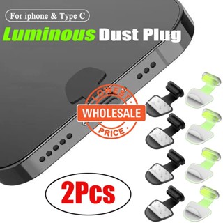 [Preço Por Atacado] 2Pcs Luminous Anti-lost Dust Plug Silicone De Carregamento De Telefone De Tampa Da Porta À Prova D