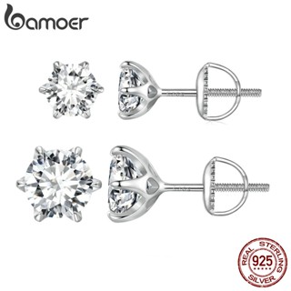 Bamoer S925 1ct E 2ct Seis Garras Brincos Moissanita De Casamento Aniversário Para Mulheres MSE021