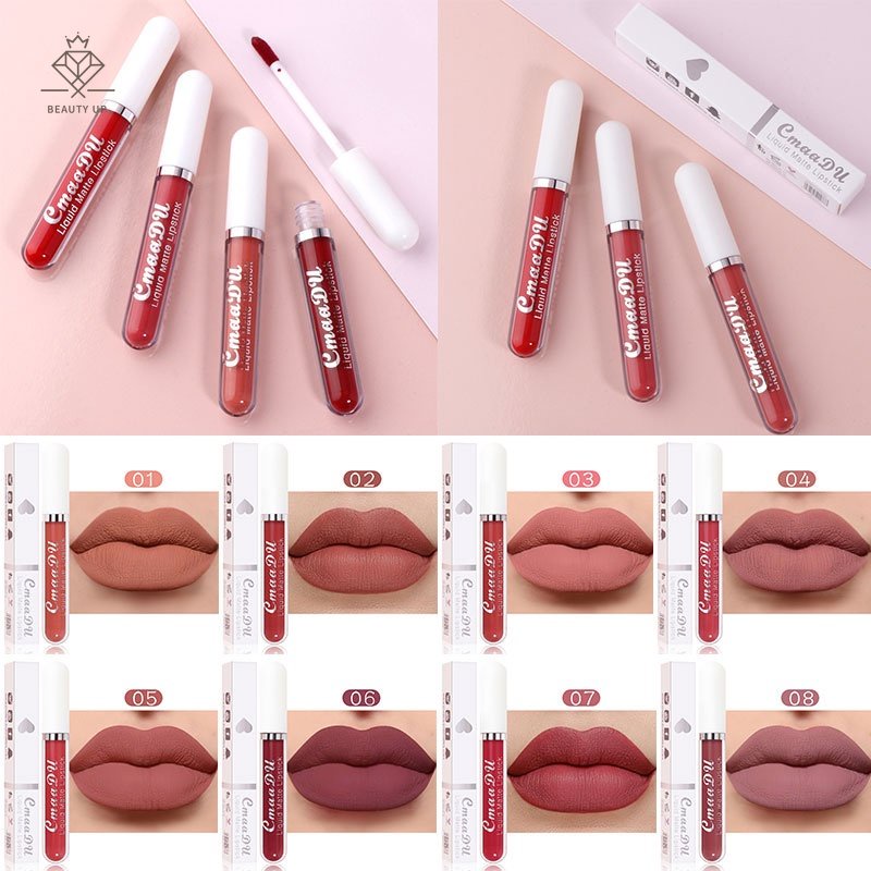 Batom Aveludado Fosco À Prova D'água De Longa Duração Em 18 Cores | Brilho Labial em Oferta na Shopee