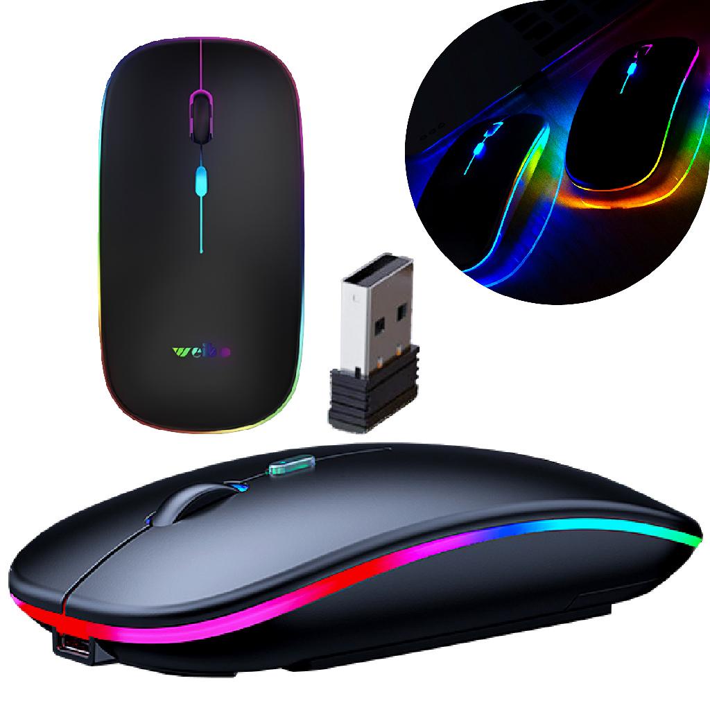 Mouse Weibo Recarregável Wireless Sem Fio Ergonômico Led O Melhor