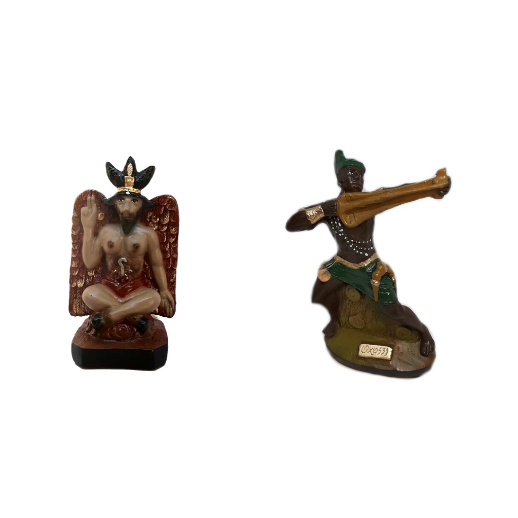 Imagem Orixá Oxóssi E Exu Belzebu Candomblé Umbanda Estátua 20 cm