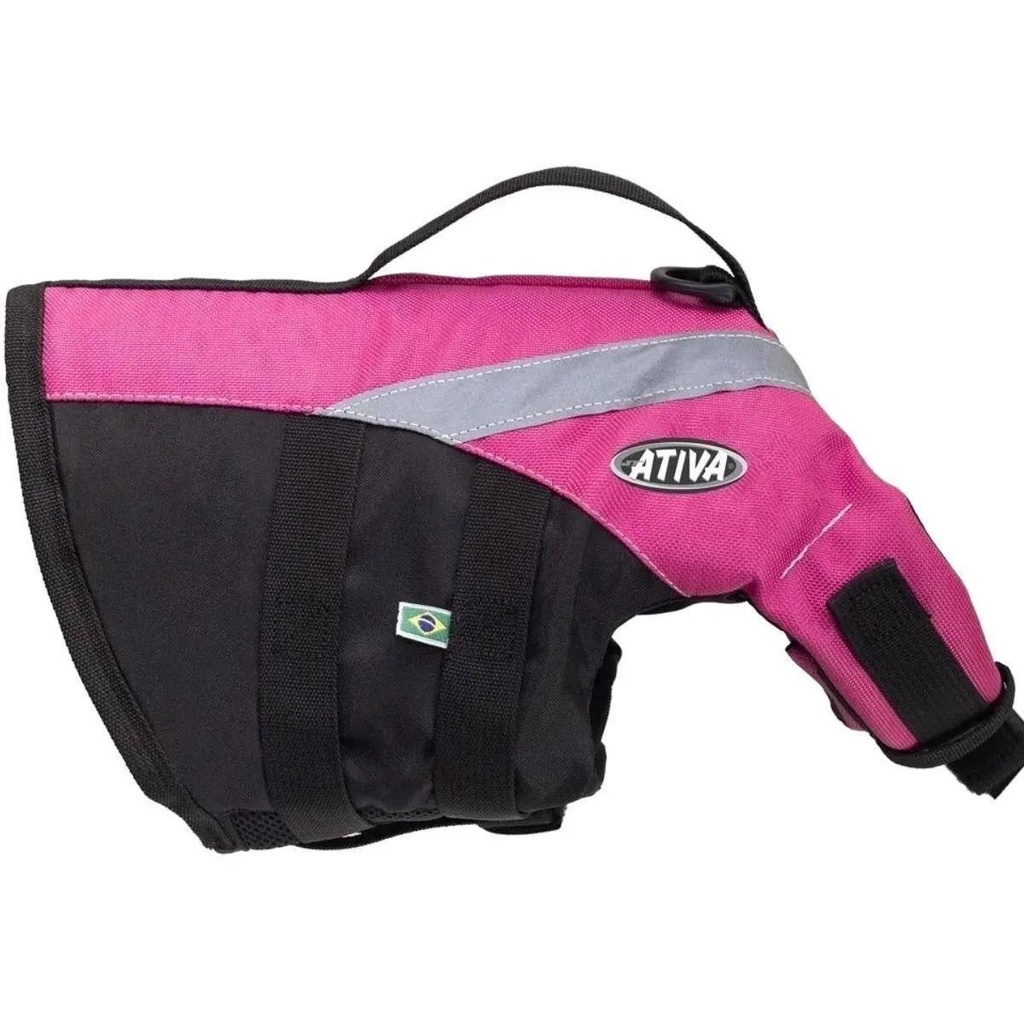 Colete Salva Vida Ativa Cachorro Pet Aventura PP Rosa 3/6Kg