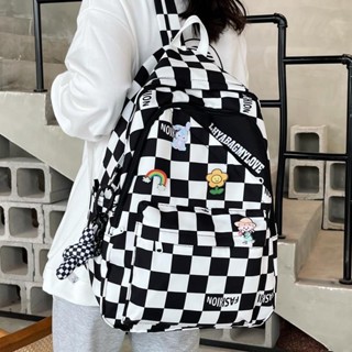 Klein Blue Schoolbag Fêmea ins Student Checkerboard Mochila Para Estudantes Computador De Grande Capacidade