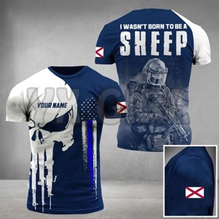 2023 Moda De Verão Personalizada Polícia Do Estado De Alabama Eu Nasci Para Ser Uma Ovelha 3D Camiseta Unisexo Impressa De Corpo Inteiro