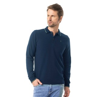 Camisa Polo Manga Longa Meia Malha Strong Diametro Azul