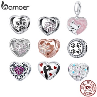 Bamoer Silver 925 PendantPet Paw Print Beads Acessórios Em Forma De Coração Vários Estilos Disponíveis Moda Presentes De Bricolage