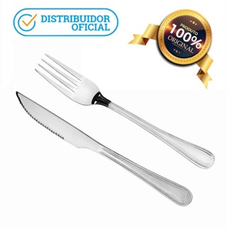 Kit 12 Faca + 12 Garfo Inox Restaurante Buffet Bar Refeição