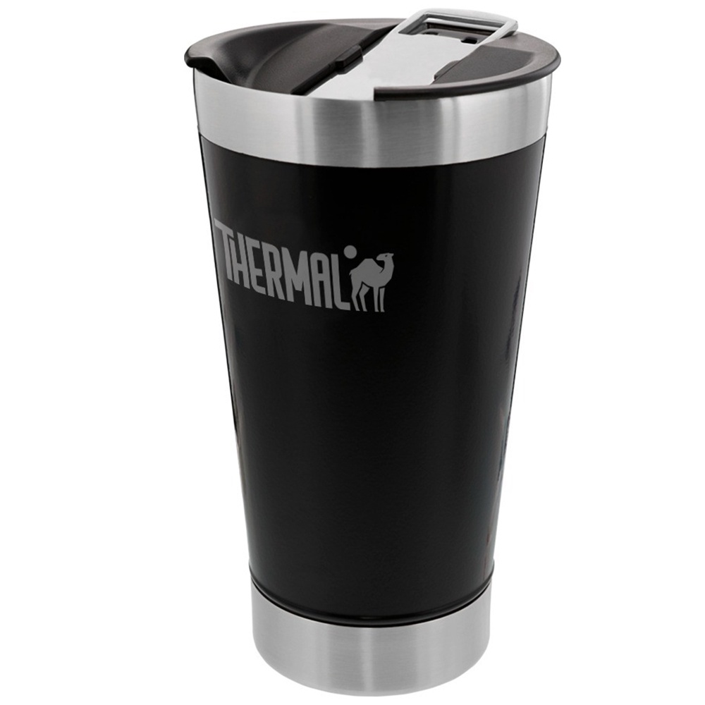 Copo térmico inox thermal com tampa 473ml bpa free - Preto em Oferta na Shopee