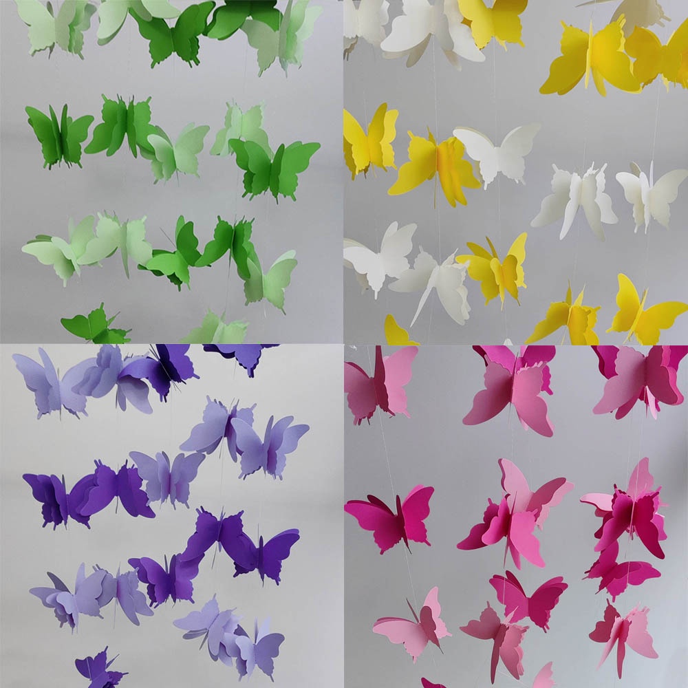3M Cordão De Borboleta 18pcs 3D Papel Butterfly Hanging Ornaments Buntings For Kids Room Festa De Aniversário De Casamento Decorações De Bricolage em Oferta na Shopee
