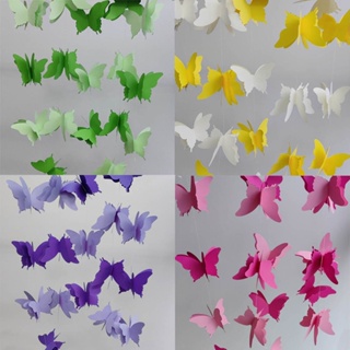 3M Cordão De Borboleta 18pcs 3D Papel Butterfly Hanging Ornaments Buntings For Kids Room Festa De Aniversário De Casamento Decorações De Bricolage em Oferta na Shopee