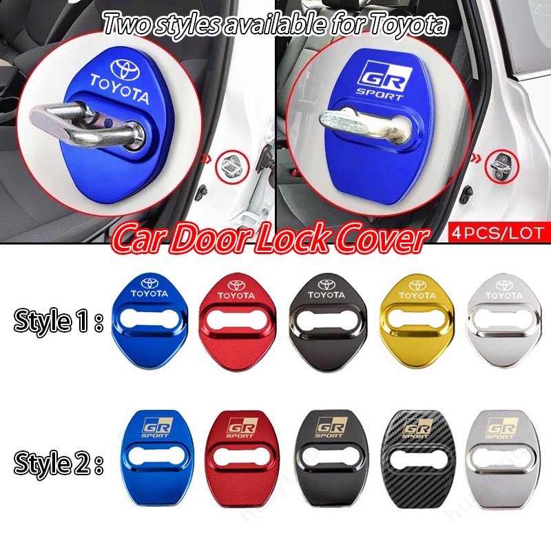 4Pcs/set Toyota Tampa Da Fechadura Porta Do Carro Em Aço Inoxidável Para Gr Sport Raize Rush Vios Veloz Cross Corolla Yaris Sienta Prius Camry Fortuner Wigo Innova Hilux Rav4 86 Acessórios