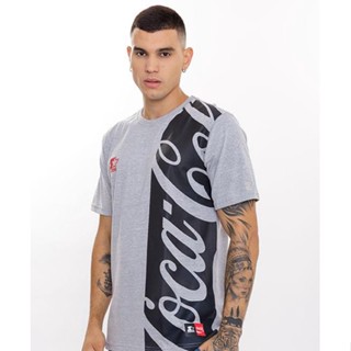 Camiseta Starter Collab Coca Cola Logo Explode Cinza Mescla