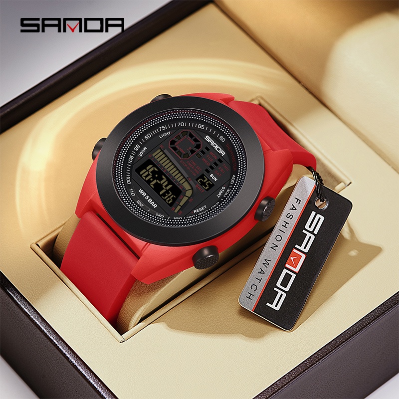 Sanda Noctilucent Relógio Eletrônico Digital Led Luxo Masculino À Prova D'água SD9025-1