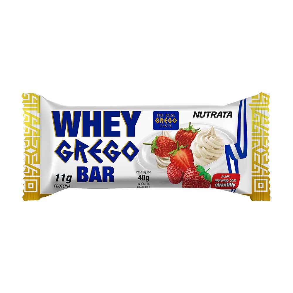 Grego Bar Sabor Morango com Chantilly 40g - Nutrata - Whey Protein