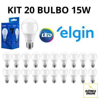 KIT 20 Lâmpada Bulbo LED 15w A60 6500K BRANCO FRIO - ELGIN